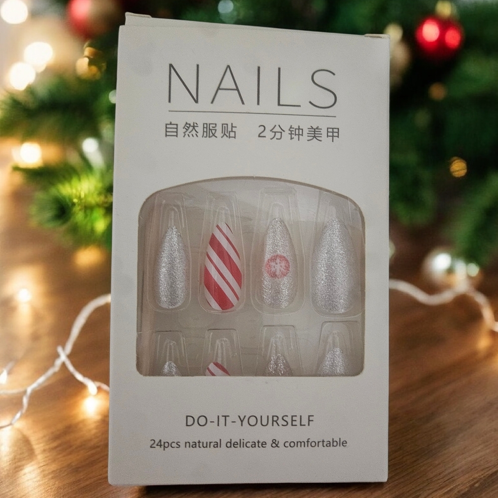 Candy Cane & Silver DIY Nail‎ Set